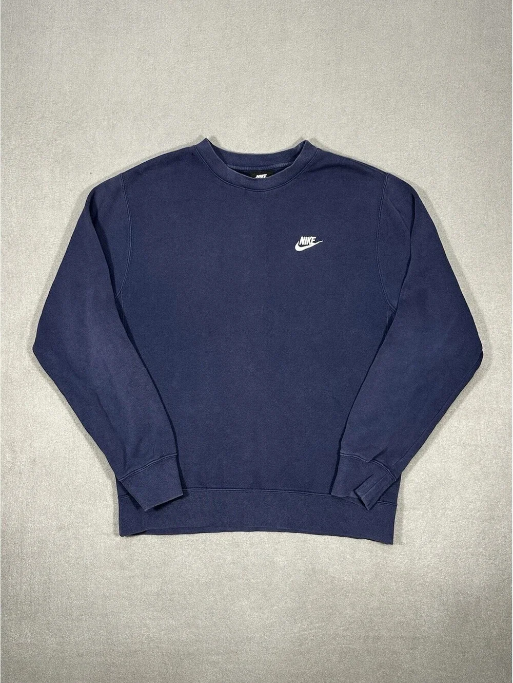 Nike Small Swoosh Crewneck Sweatshirt Navy Blue Mens Size S